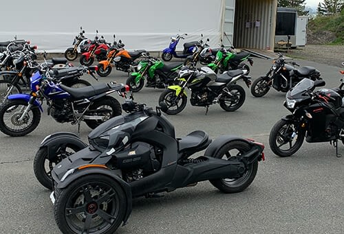 motorcycles parked in parking lot